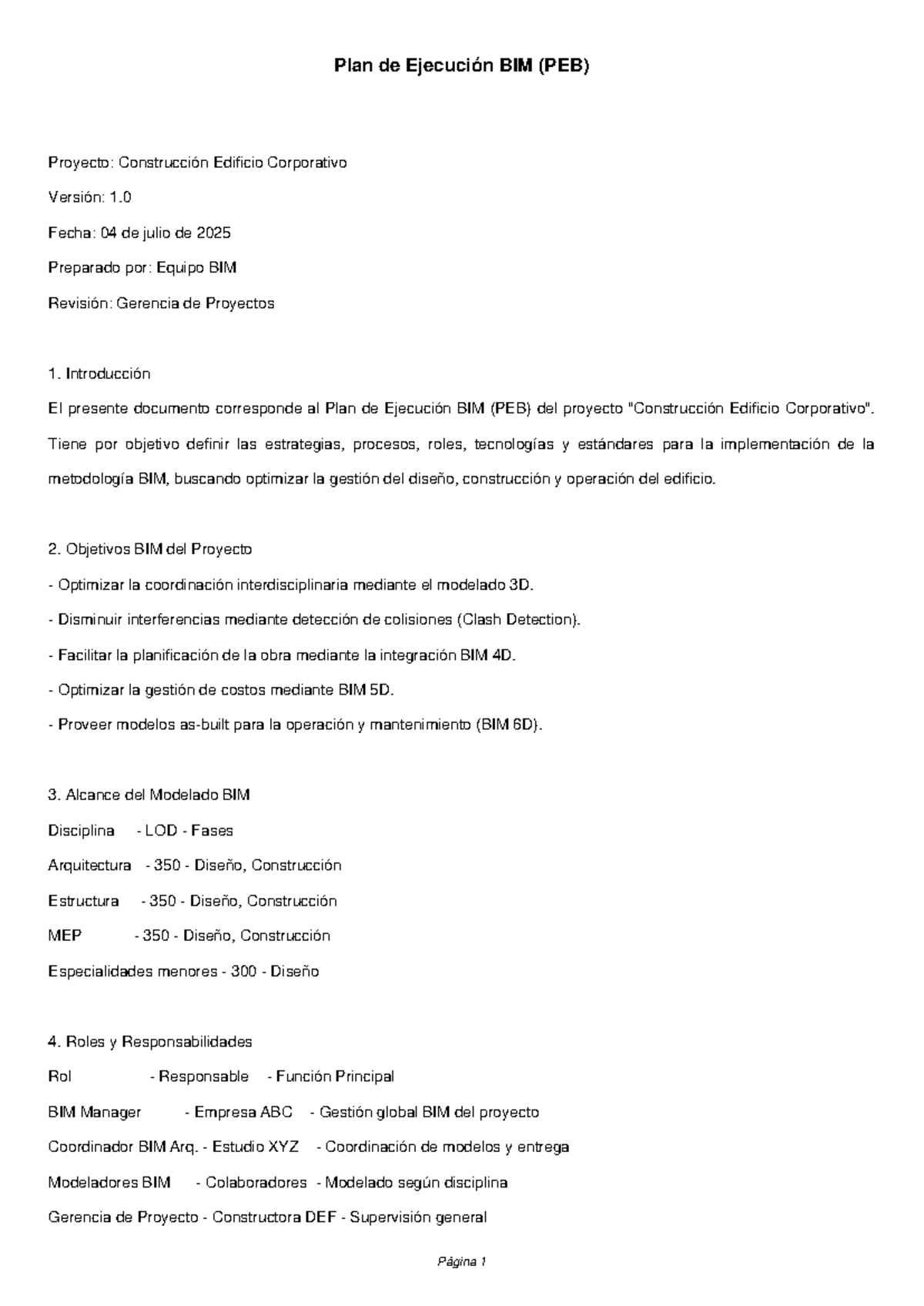 Plan de Ejecución BIM (PEB) para Construcción de Edificio Corporativo ...