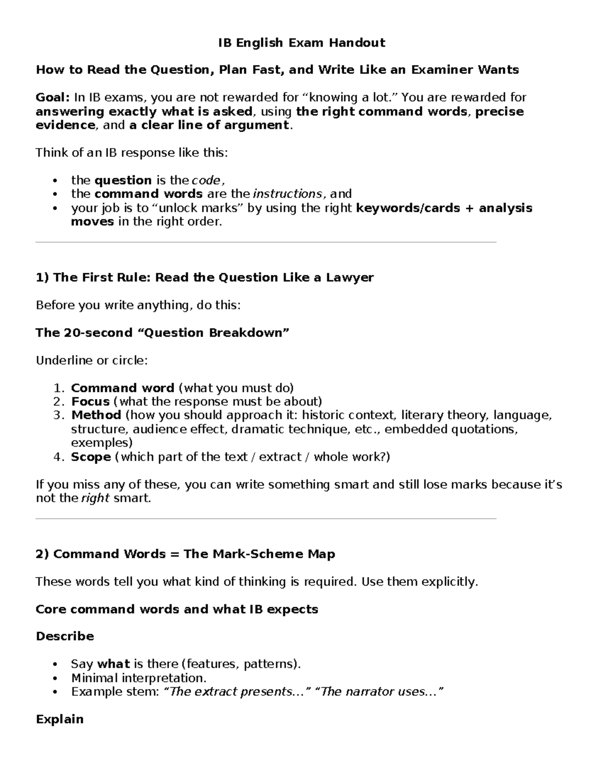IB English Exam Planning Guide: Read, Analyze, and Write Effectively ...