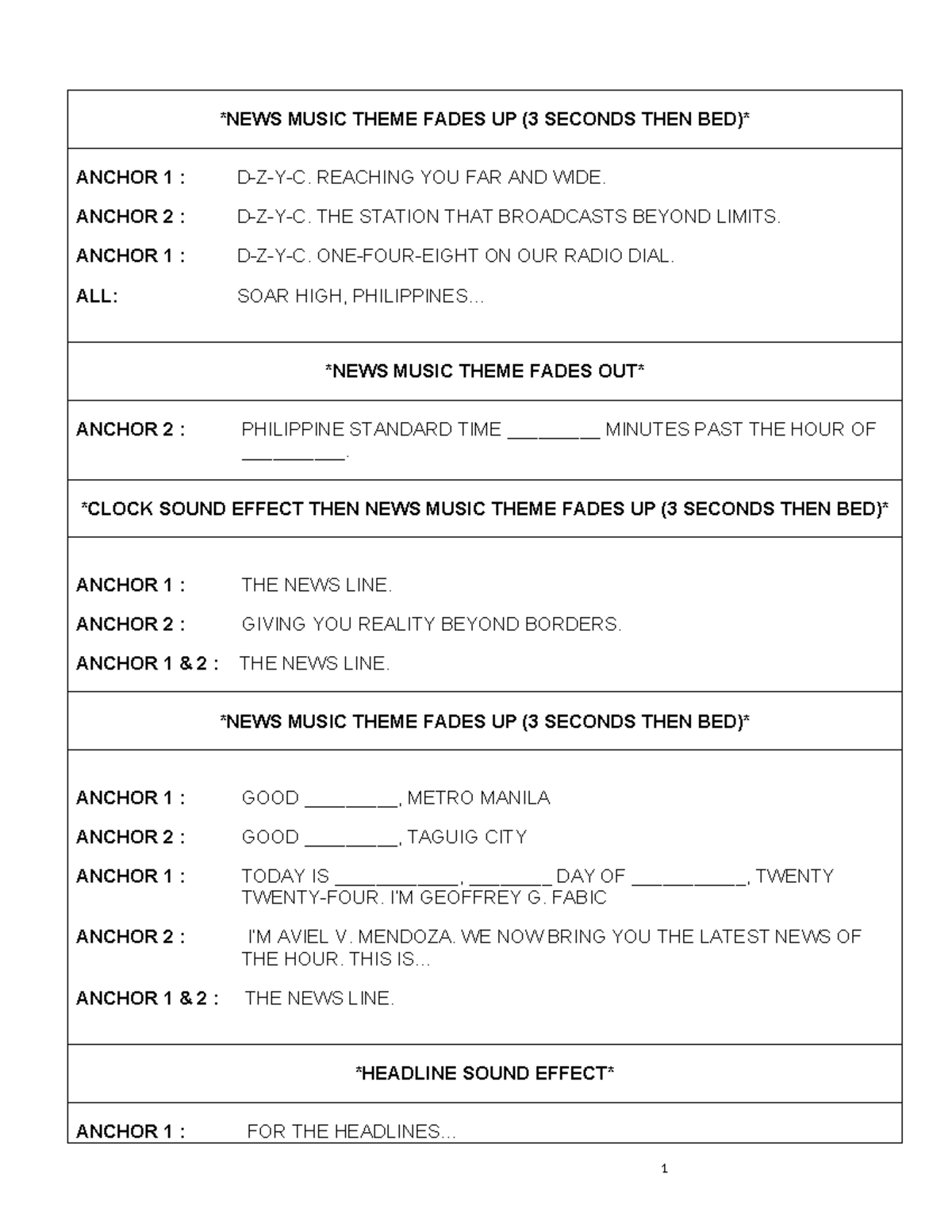 D-Z-Y-C Radio Broadcast Script: News Line Segment (2024) - Studocu