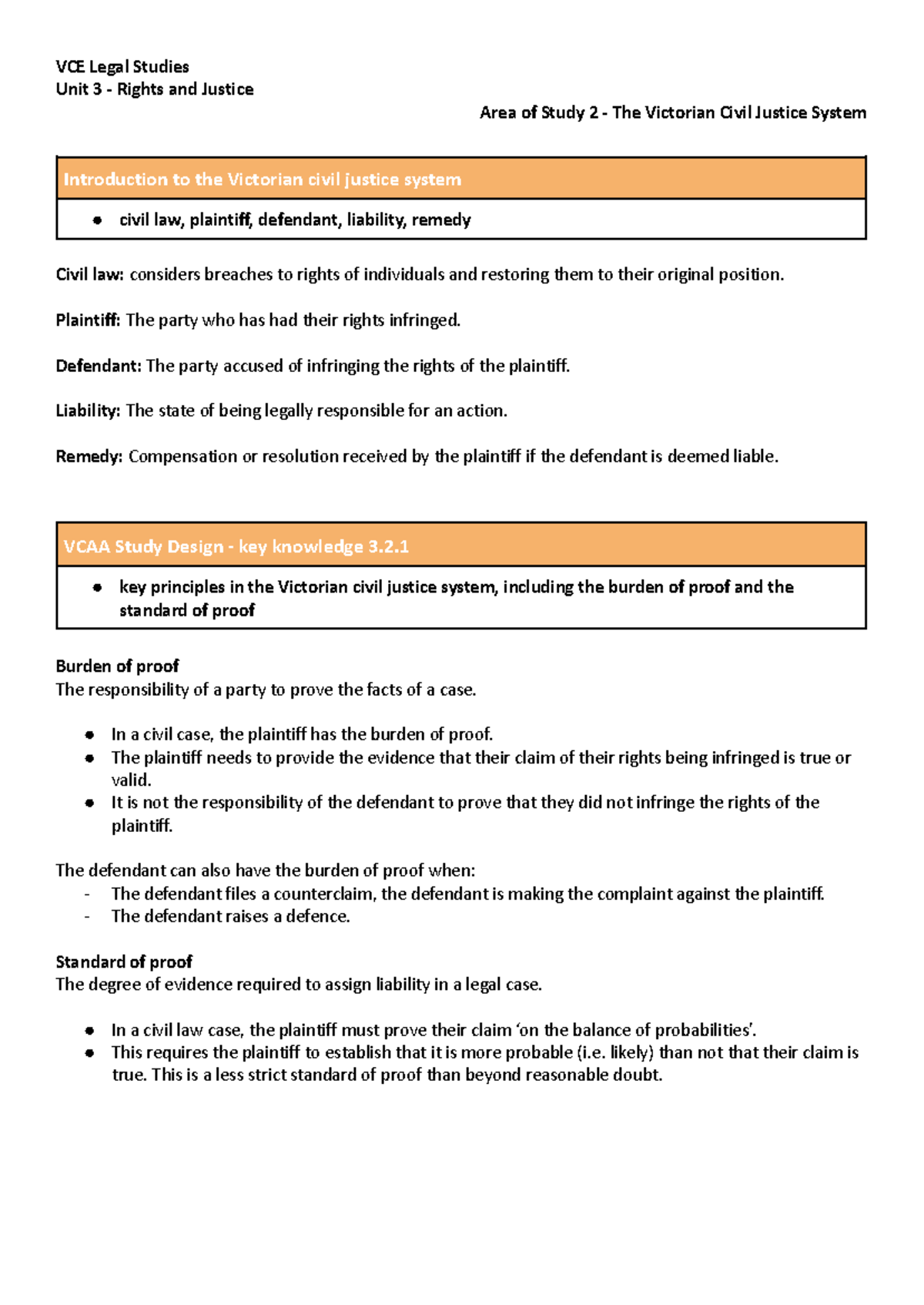 Legal Studies Unit 3 AOS 2: Overview of the Victorian Civil Justice ...