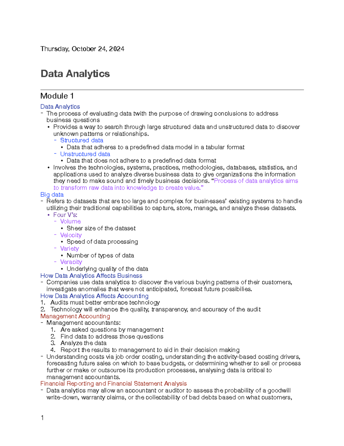 Data Analytics in Accounting: Process, Skills, and Tools - Module 1 ...