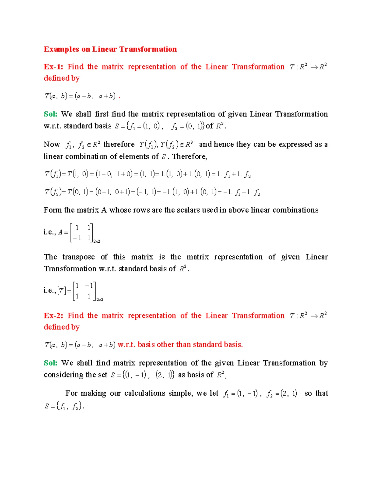 Lecture 9 Rank and Nullity of a Linear Transformation: vector space ...