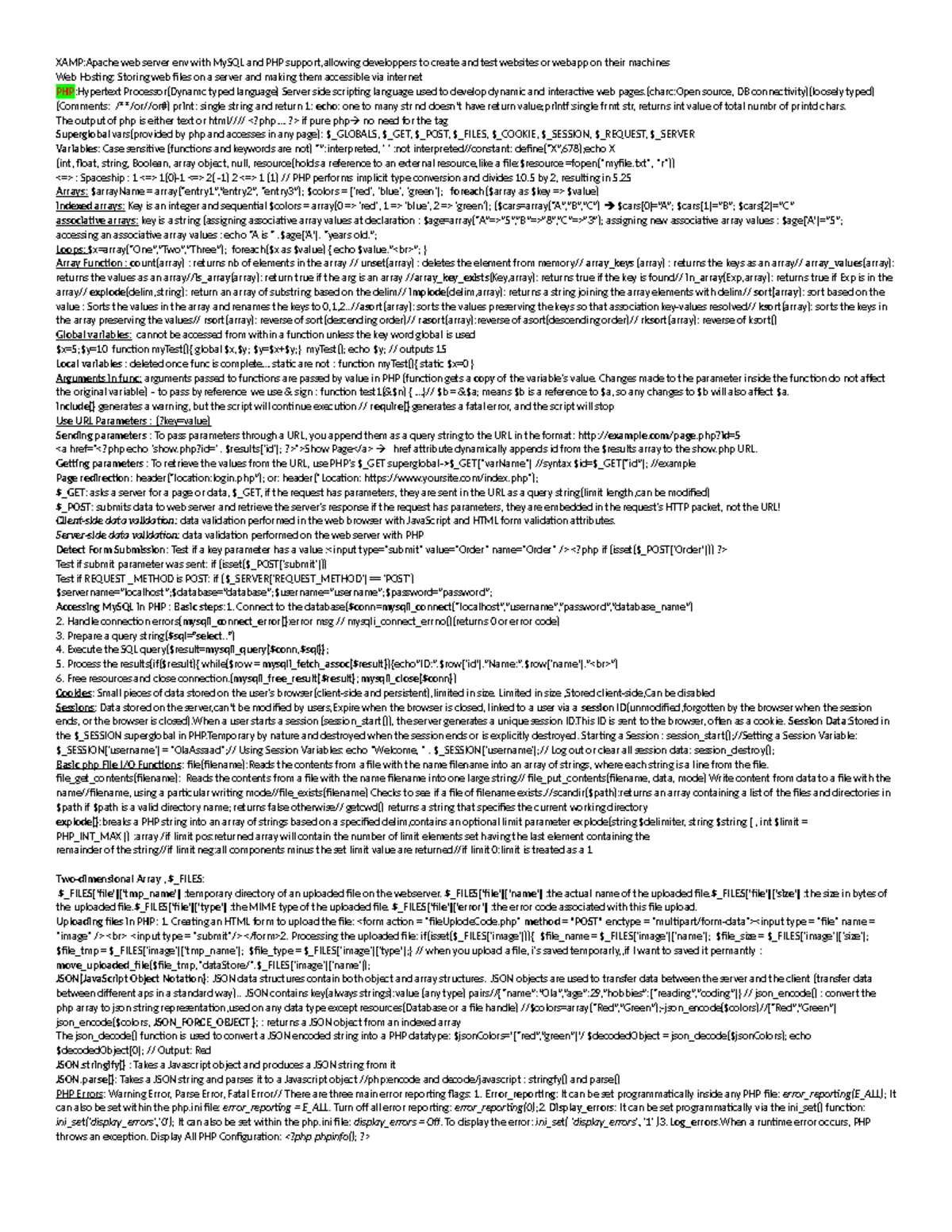 Cheat sheet - XAMP:Apache web server env with MySQL and PHP support ...