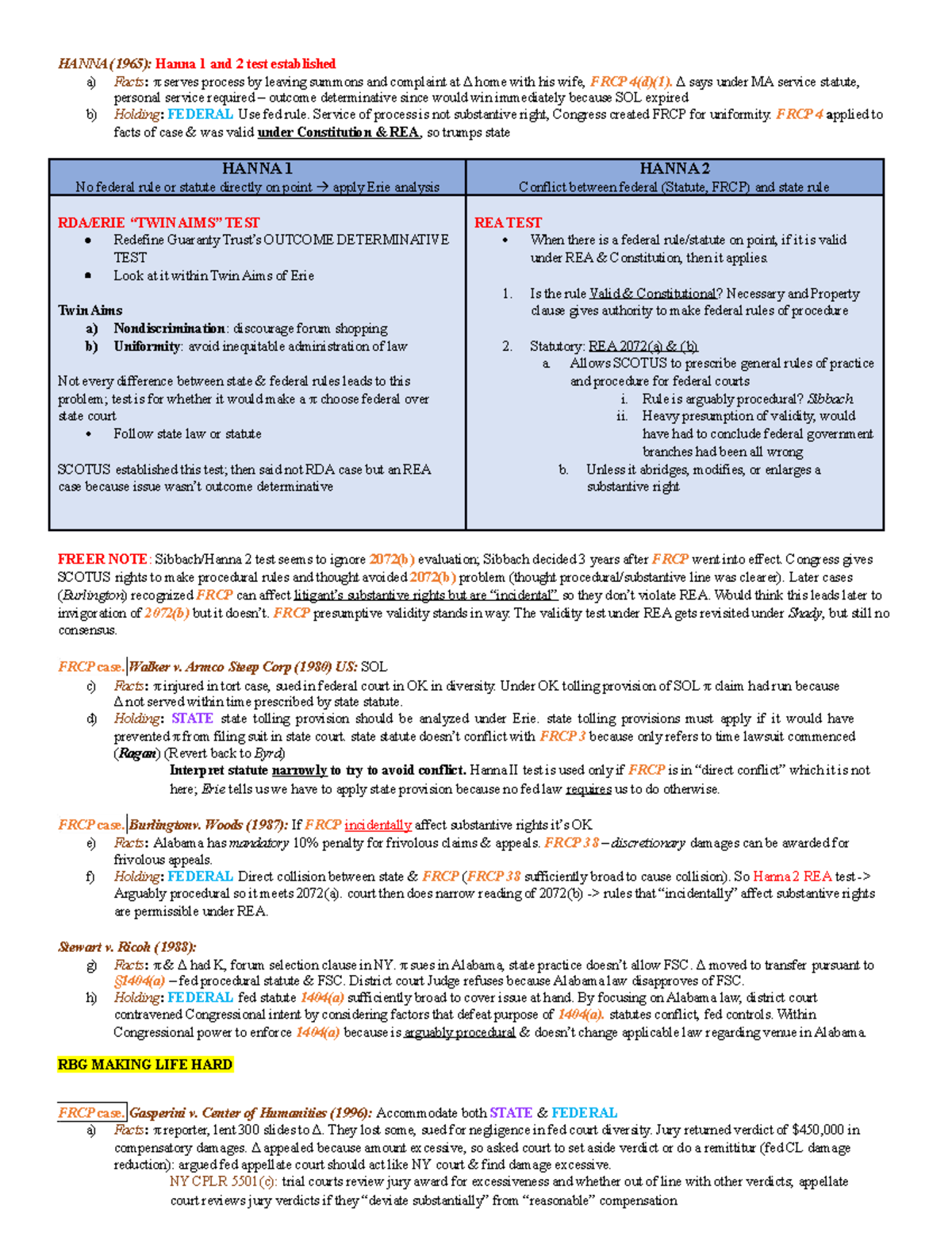 Civil Procedure Law Outline - Final Exam Notes 2023 - Studocu