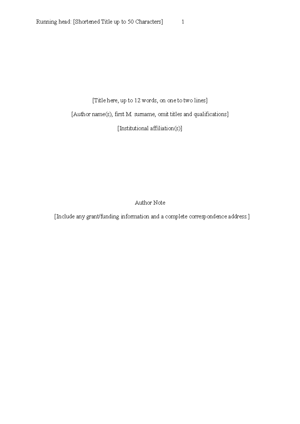 Template lab report 2006 PSY - Running head: [Shortened Title up to 50 ...