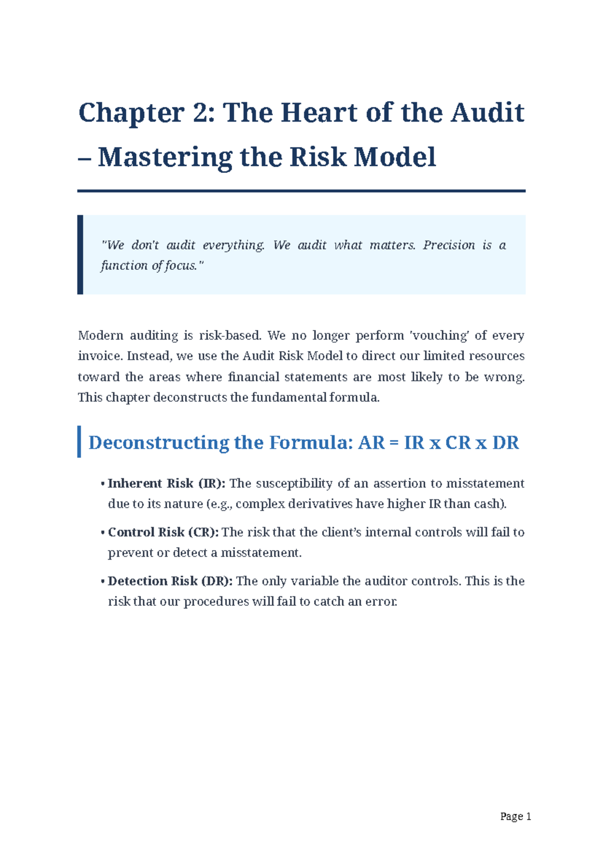 Chapter 2: Understanding the Audit Risk Model (BYLpm Dc PY 6Z39Gw ...