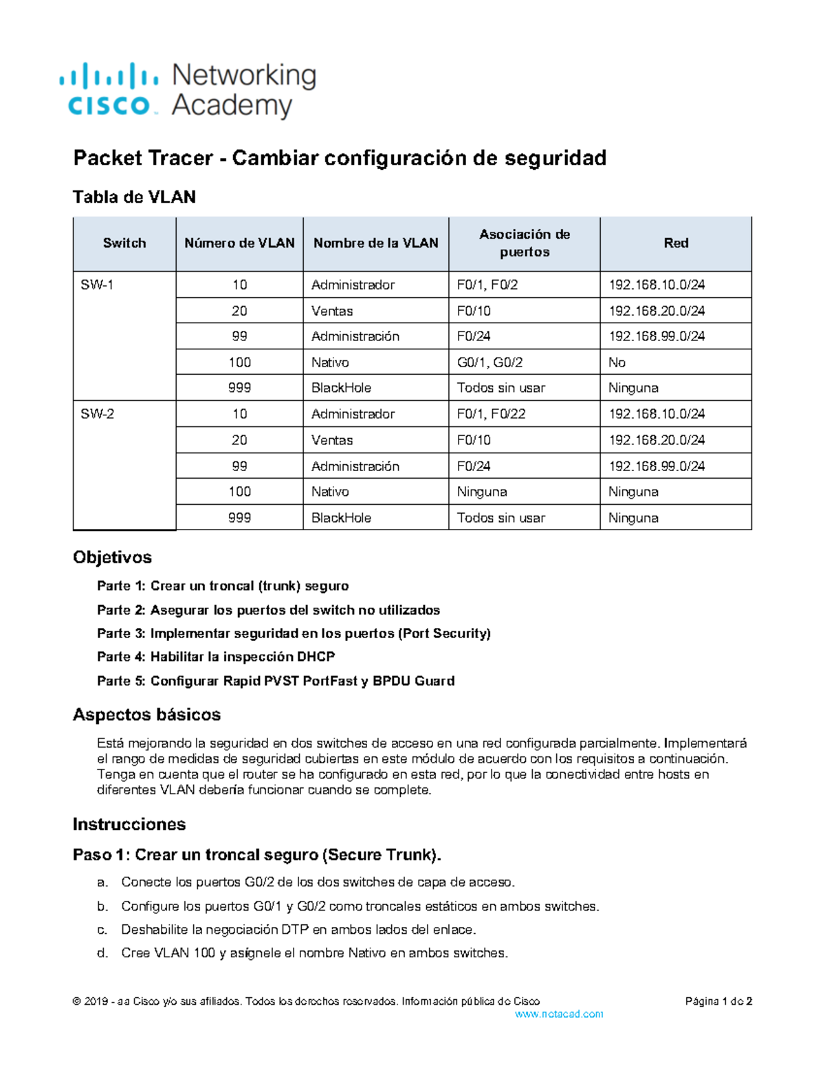 S11 s2 - 11 6 1: Configuración de Seguridad en Switches con VLAN - Studocu