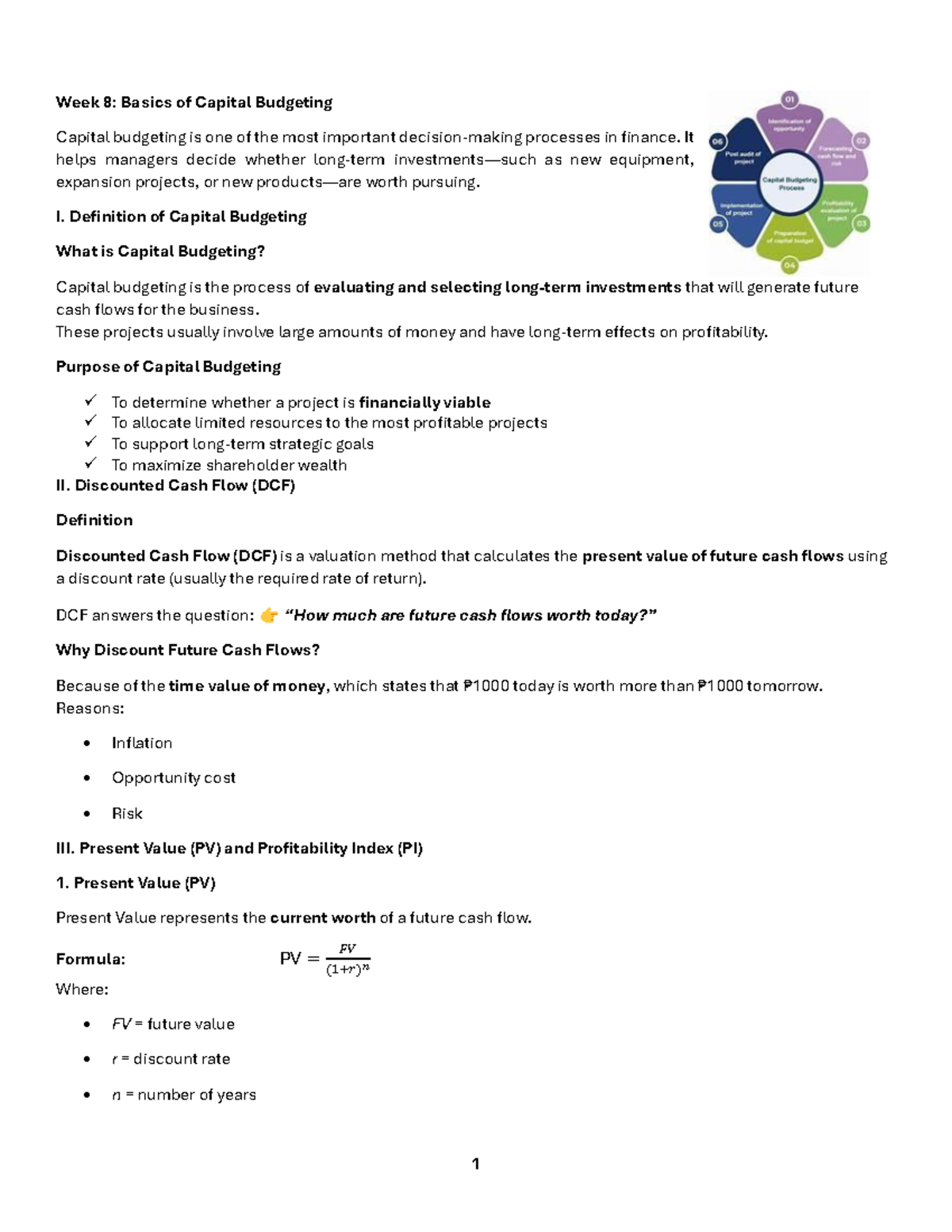 Fin Man: Week 8 - Basics of Capital Budgeting and DCF Analysis - Studocu
