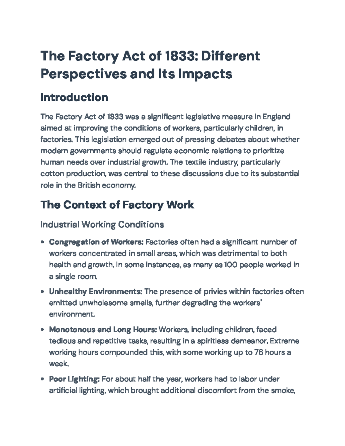 Factory Act of 1833: Impacts and Perspectives on Labor Conditions - The ...