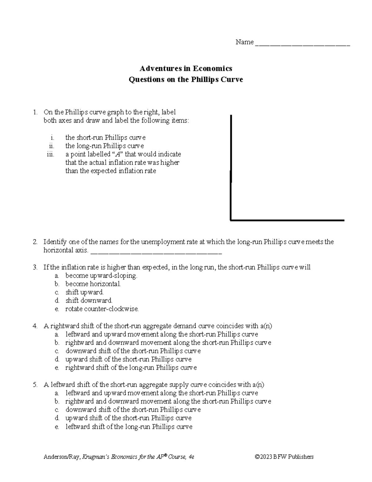 AP Macro Unit 5 Lesson 2: Phillips Curve Questions - Studocu