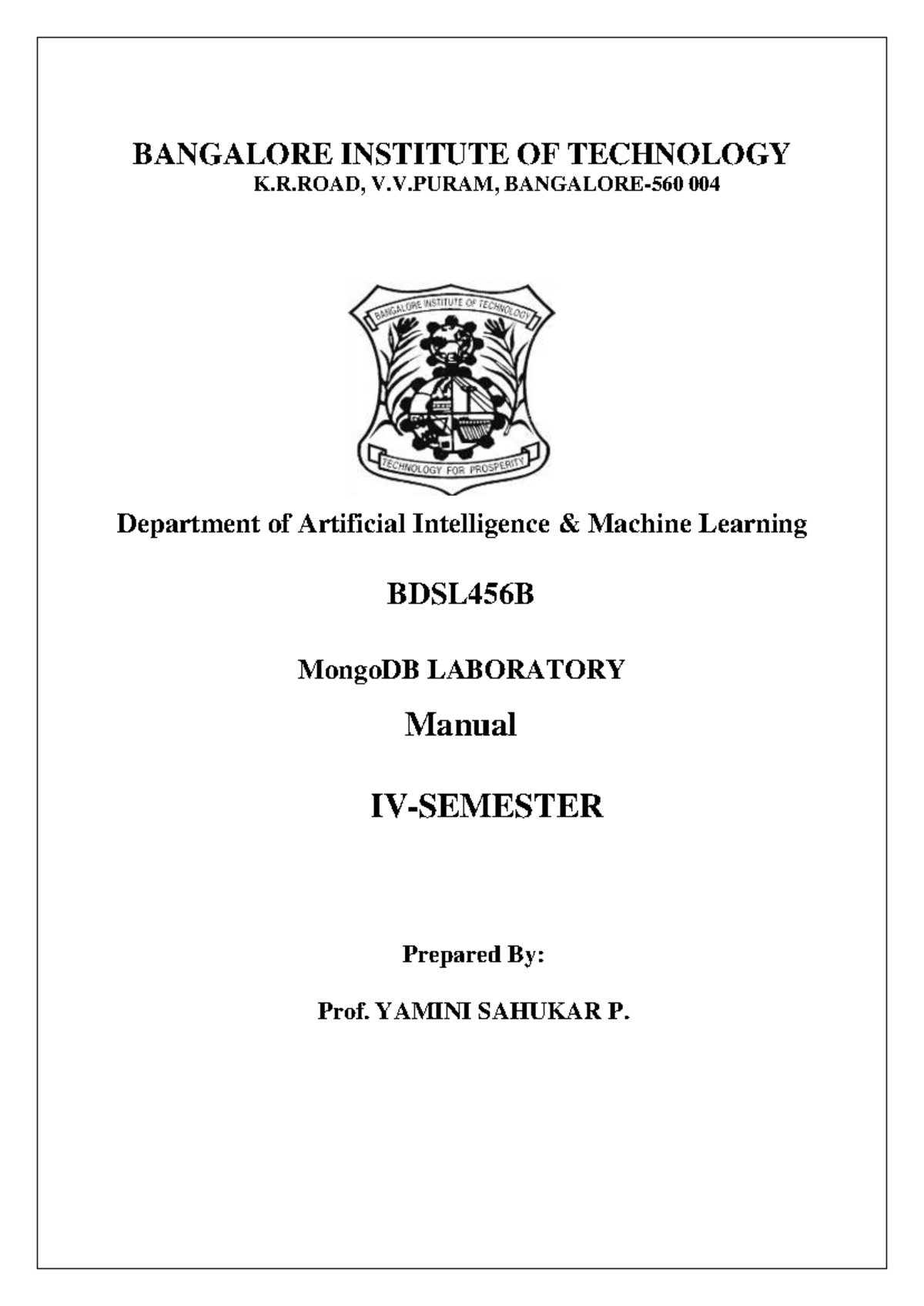 MongoDB Laboratory Manual - BDSL456B - Semester IV Guide - Studocu