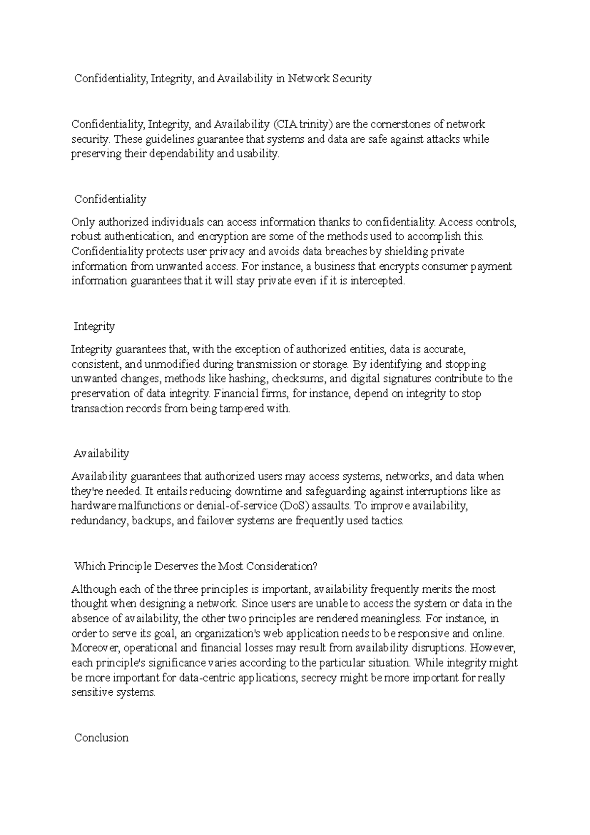 Cs Learning Journal Unit Confidentiality Integrity And Availability In Network