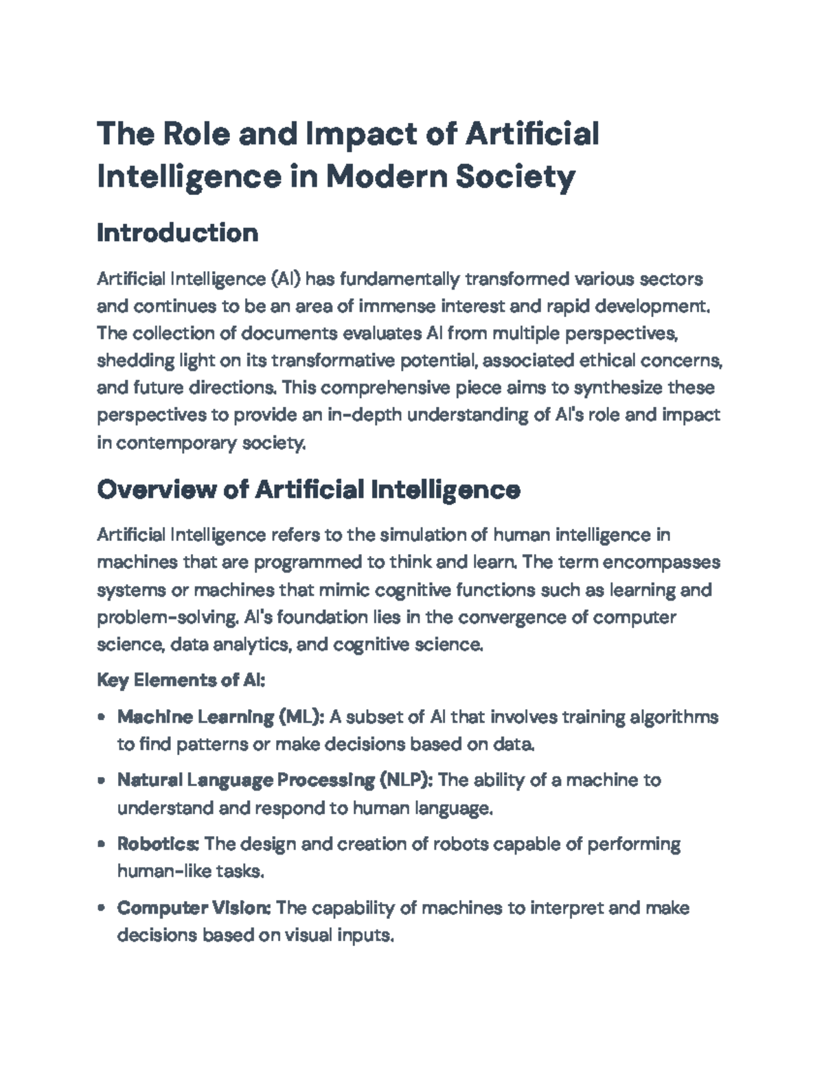 The Role and Impact of AI in Modern Society: A Comprehensive Analysis ...