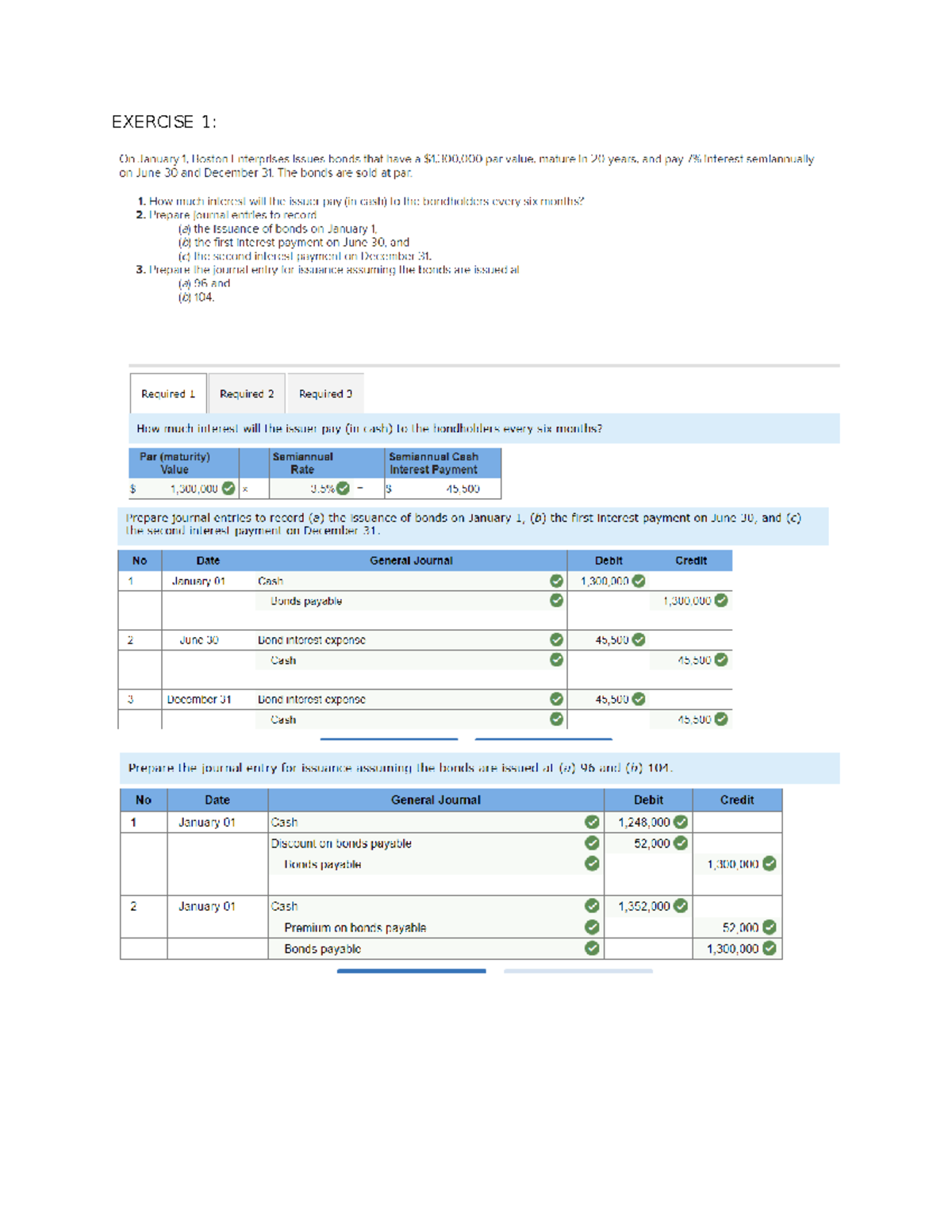 Accounting for Long-Term Liabilities Exercises Assignment - ACCT 211 ...
