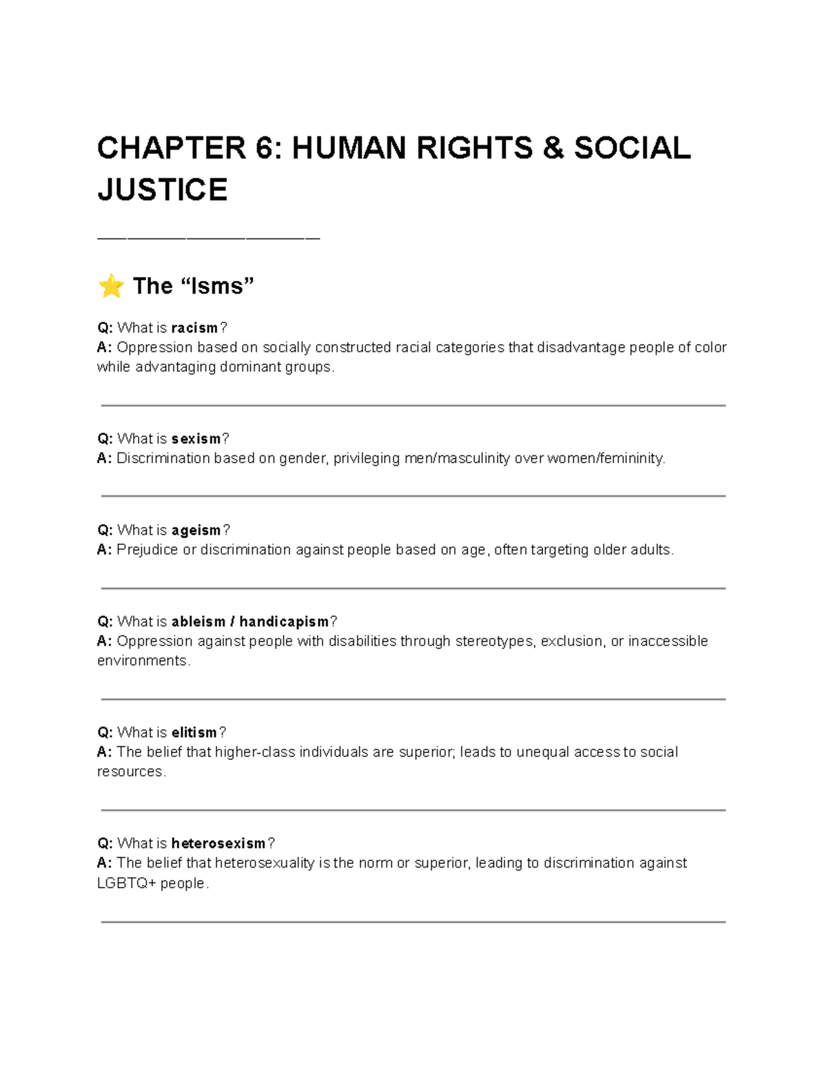 Chapter 6: Human Rights & Social Justice - Studocu