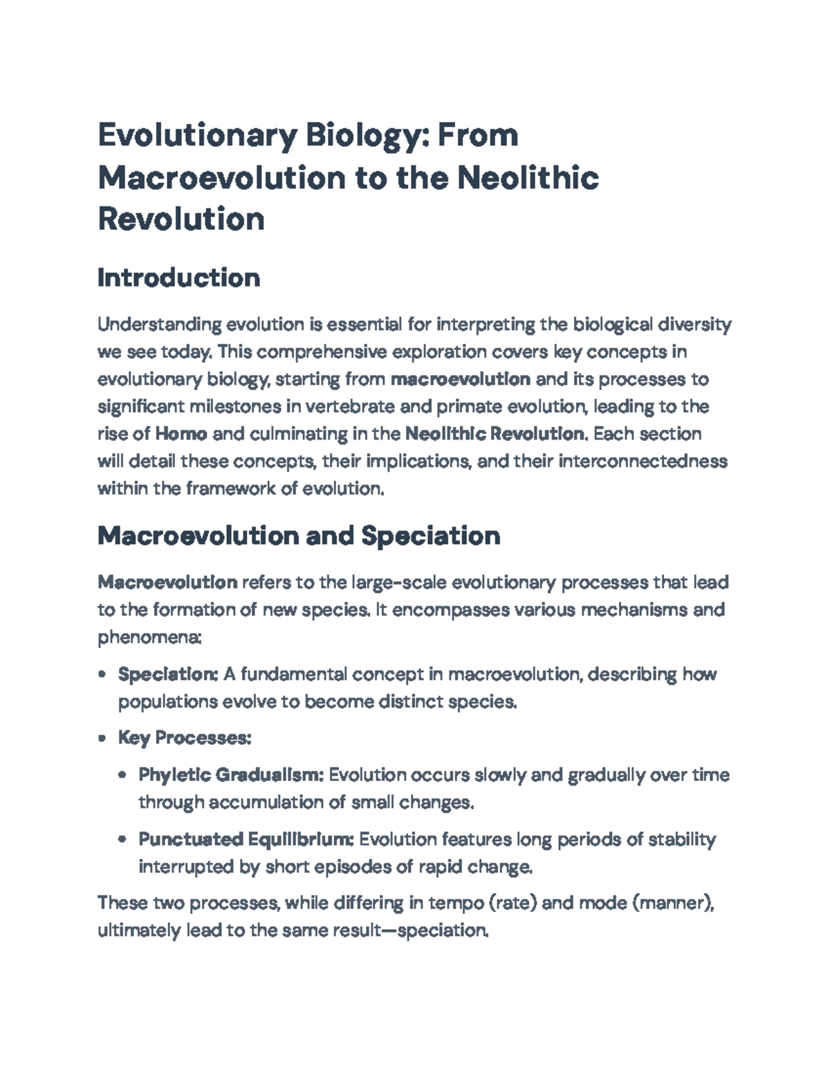 Evolutionary Biology: From Macroevolution to the Neolithic Revolution ...
