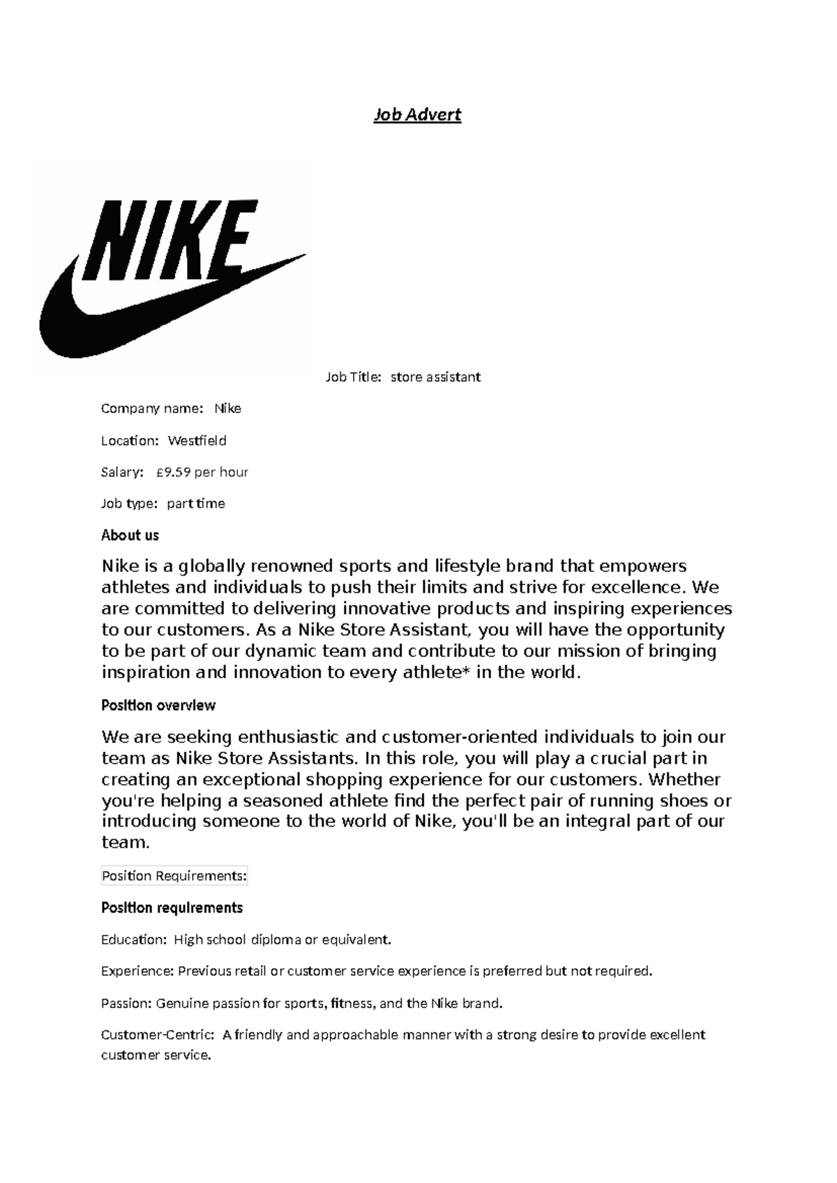 Nike Factory Store Nike Employee Store Hiring Manager Nike Open