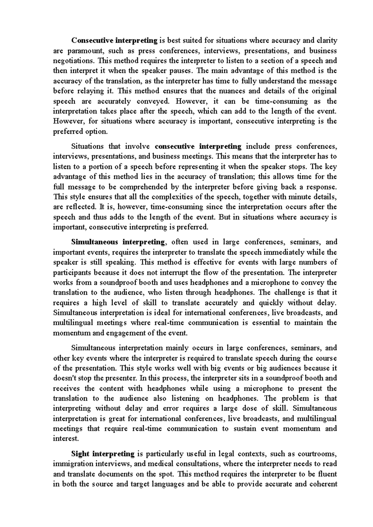 VC1 - abc - Consecutive interpreting is best suited for situations ...
