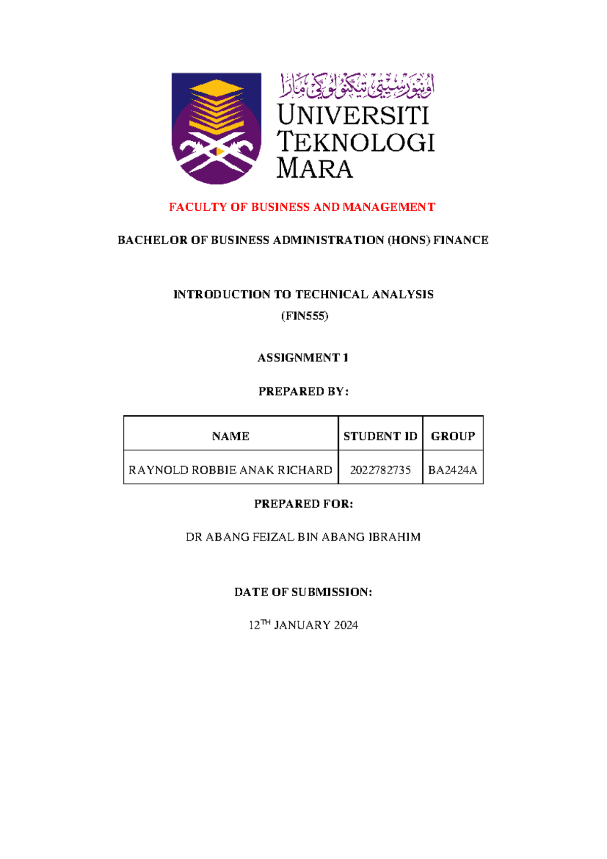 FIN555 - Introduction to Technical Analysis Assignment 1 Notes - Studocu