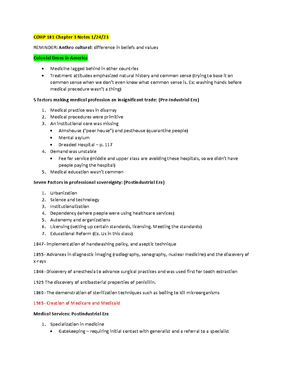 COHP 101 Chapter 3 Notes - Overview of U.S. Health Care System - Studocu