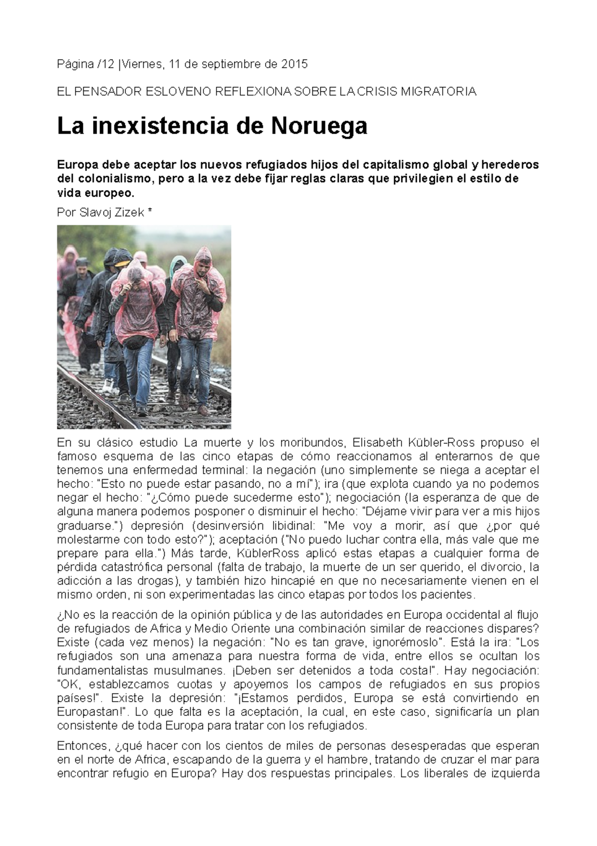 Zizek: Reflexiones sobre la Crisis Migratoria y la Inexistencia de ...