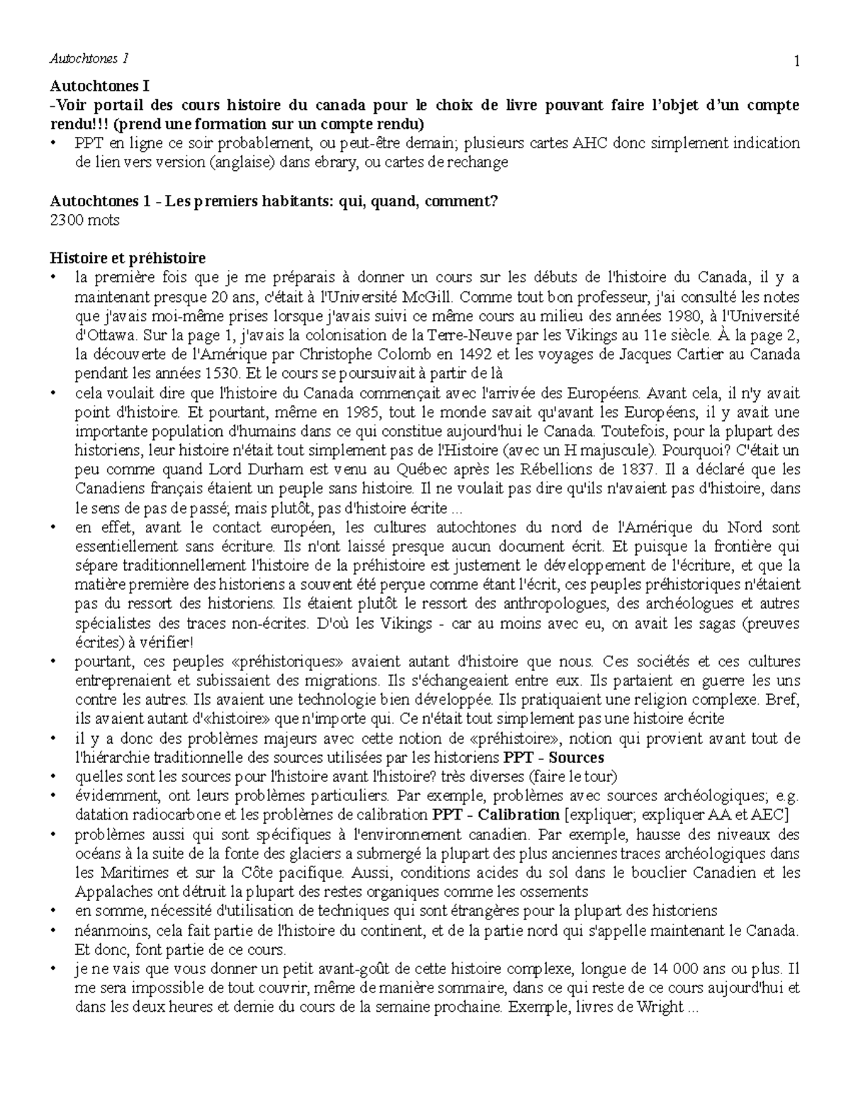 Notes de Cours Histoire du Canada 2017: Les Autochtones et leurs ...