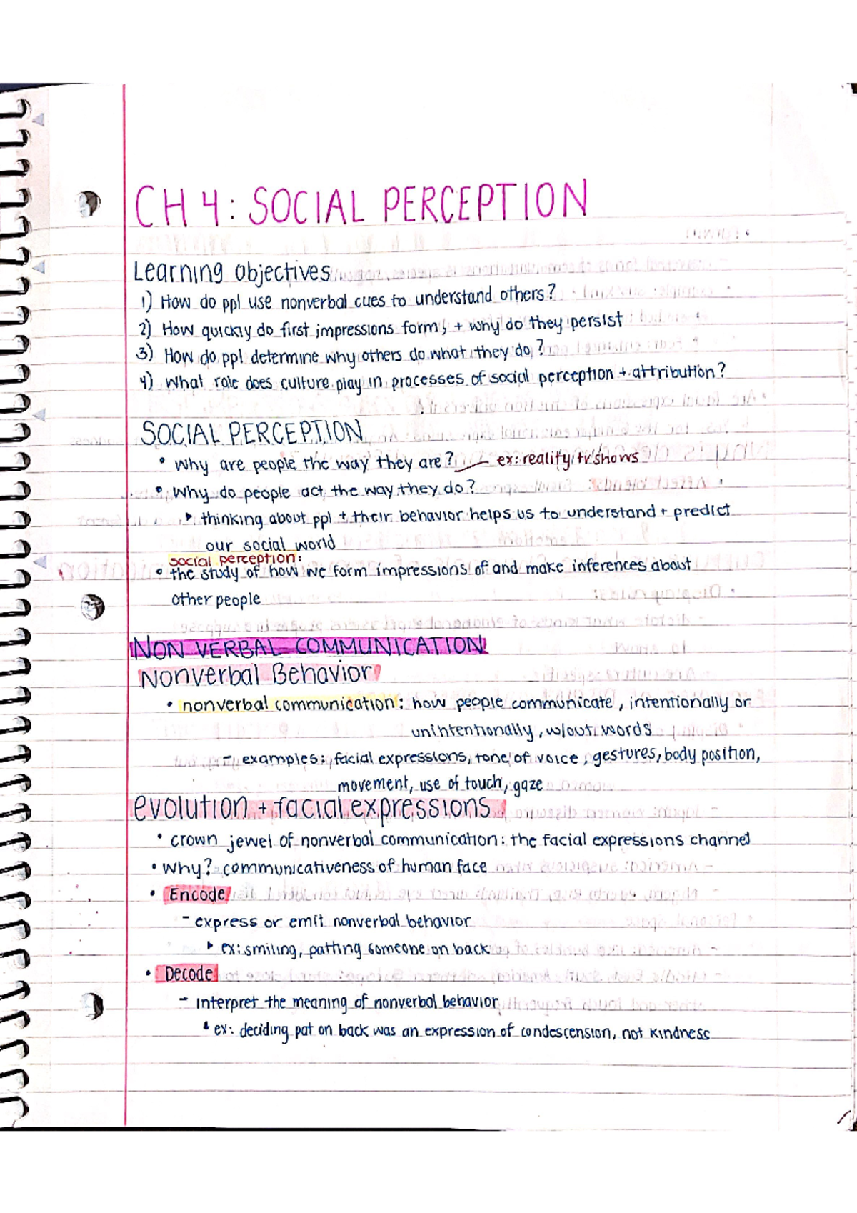 Social Psych - Chapter 4 - CH 4: SOCIAL PERCEPTION Learning objectives ...