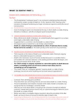 Philosophy 2073 Week 1 - Notes - Week 1: What is Philosophy + Edwards ...
