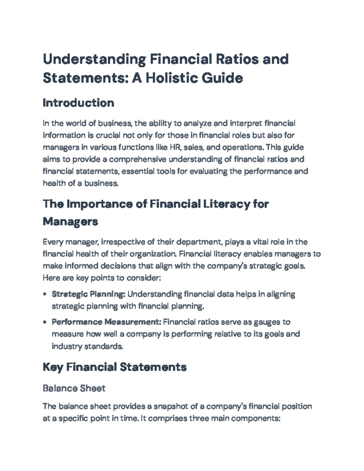 Understanding Financial Ratios and Statements: A Comprehensive Guide ...