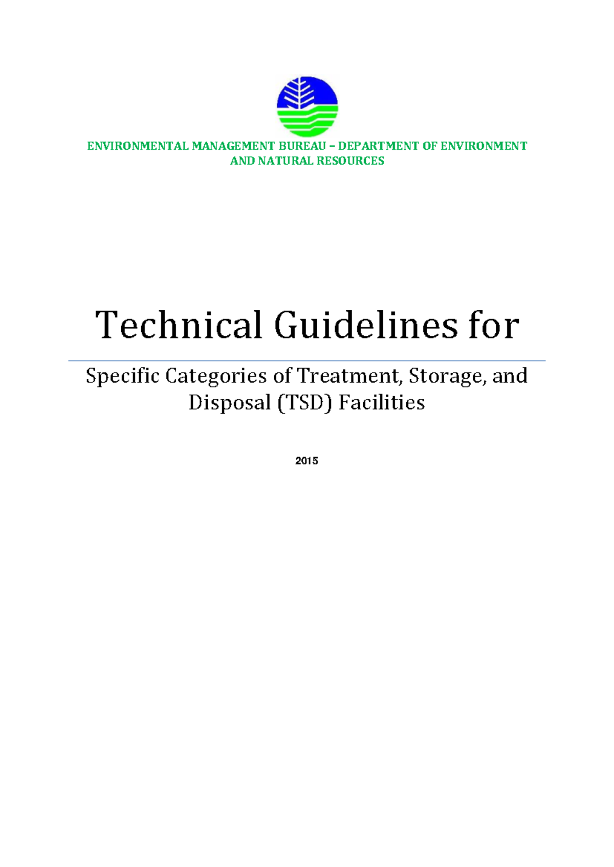 Technical Guidelines for TSD Facility Categorization and Standards ...