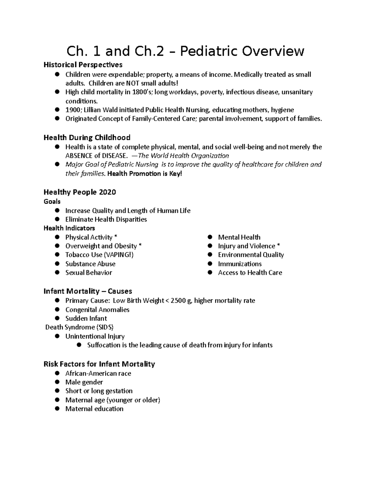 Child Health Exam 1 Study Guide - Insights by Leisen - Studocu
