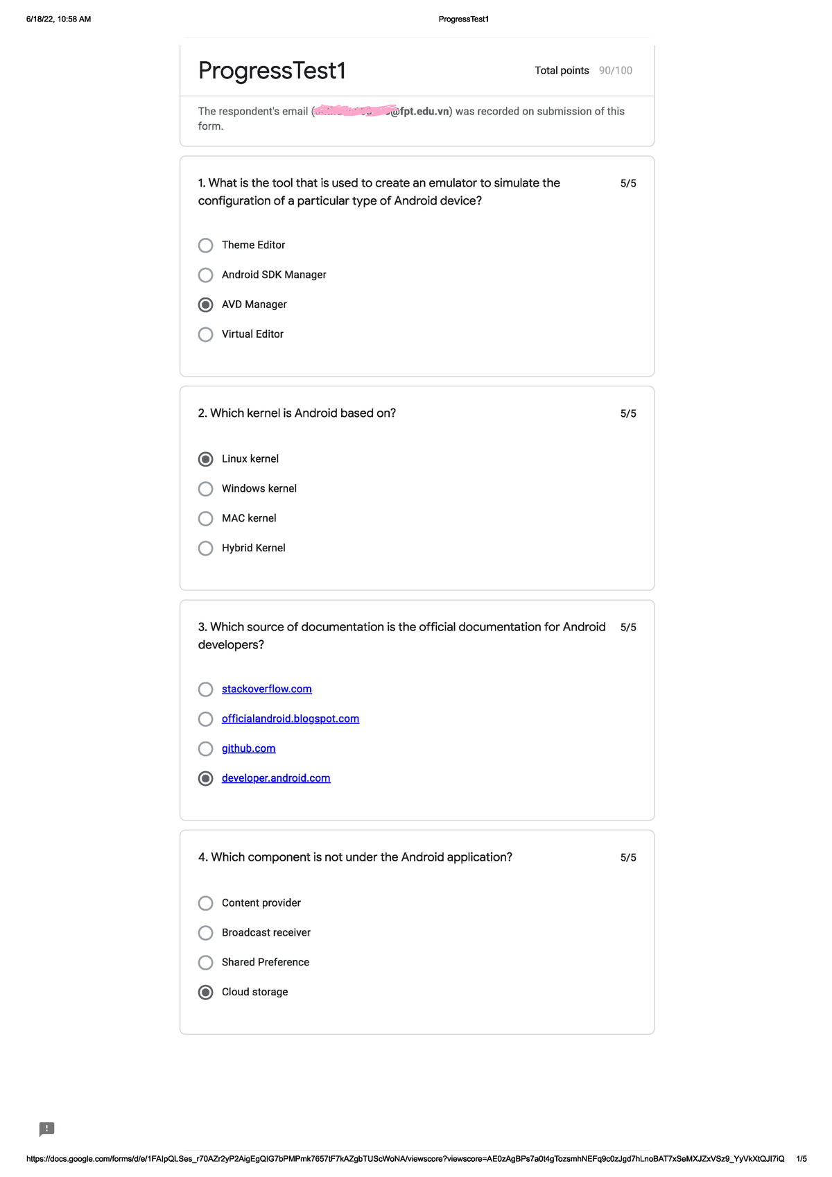 PT1 SU22 - Android Emulator and App Development Quiz Questions - Studocu