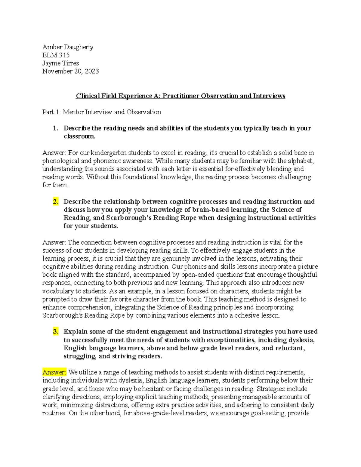 315 Observations: Addressing Literacy Skills Deficits in Students - Studocu
