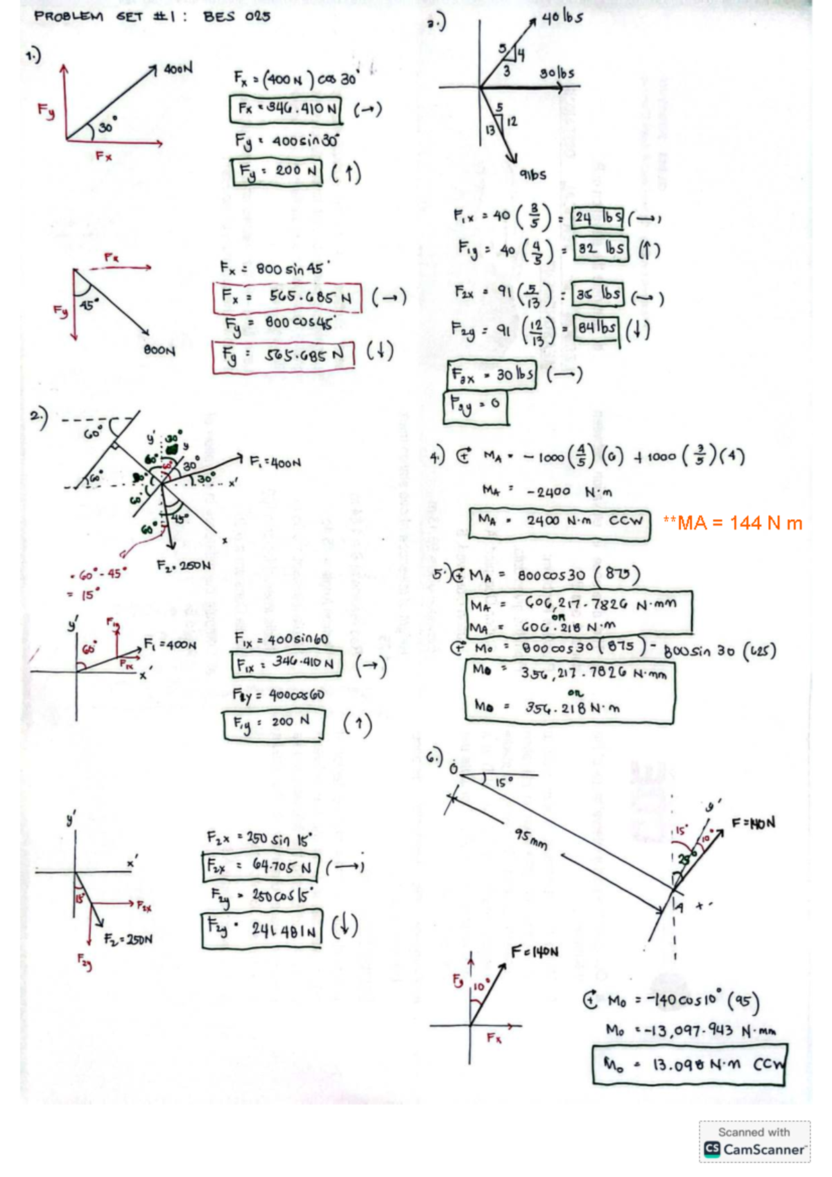 BES-025 Problem Set: Statics of Rigid Bodies Analysis - Studocu