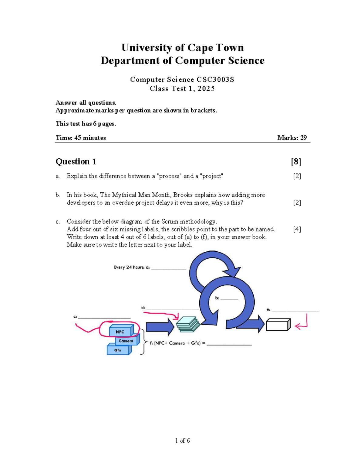CSC3003S 2025 Class Test 1: Computer Science Questions and Answers ...