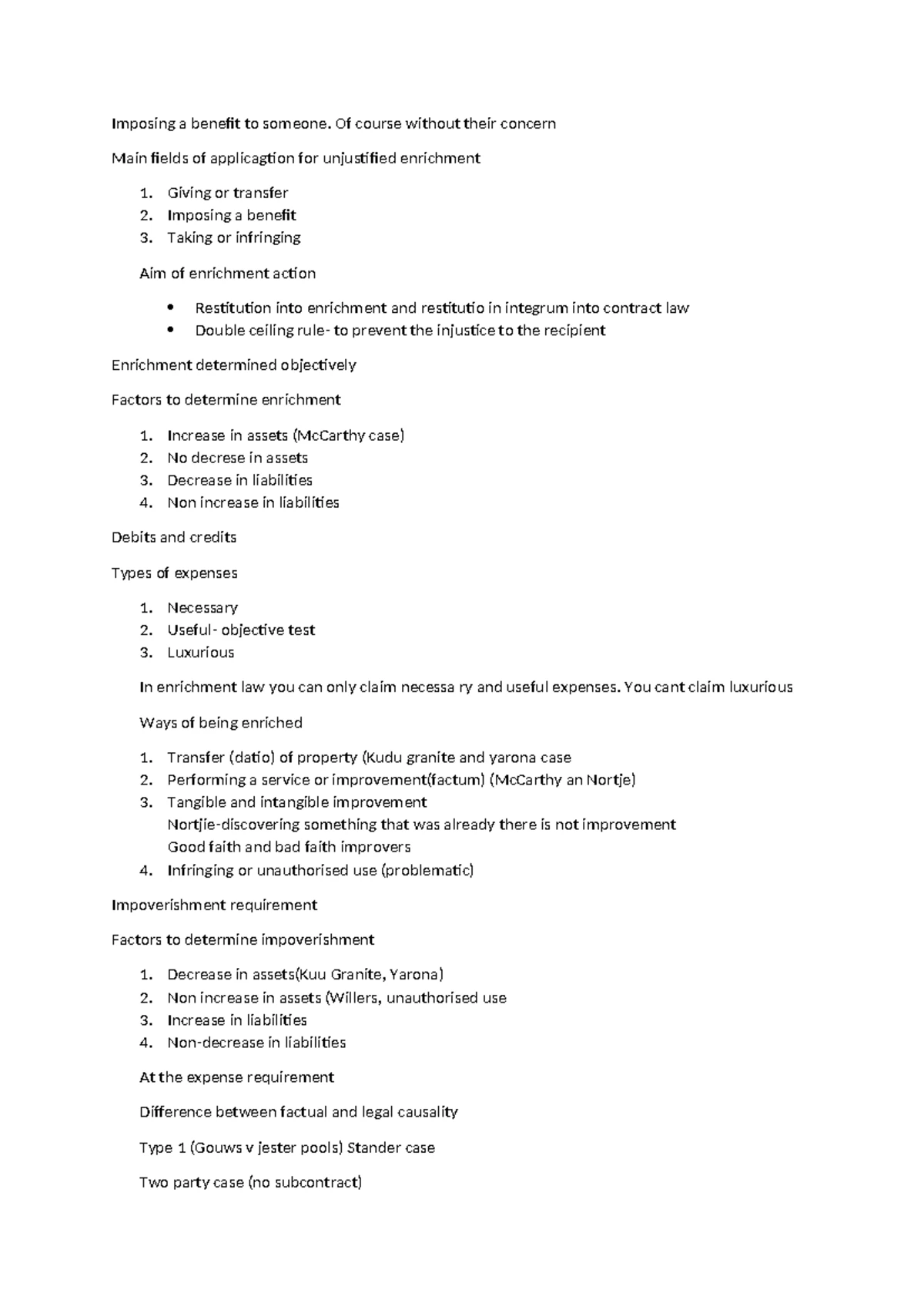 Module 2 Notes - General Requirements for Unjust Enrichment - Studocu