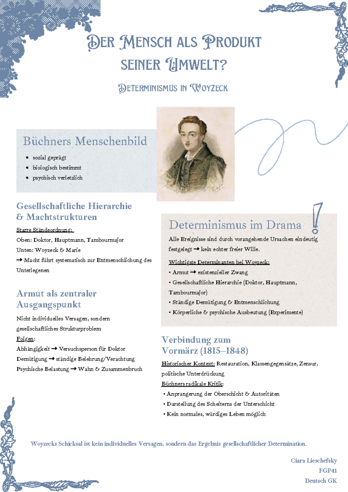 Handout: Determinismus in Woyzeck - FGP41 Deutsch GK - Studocu