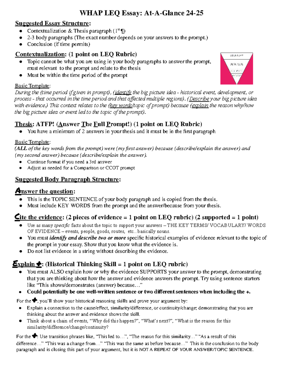 WHAP LEQ Essay Structure Guide: Contextualization & Thesis - Studocu