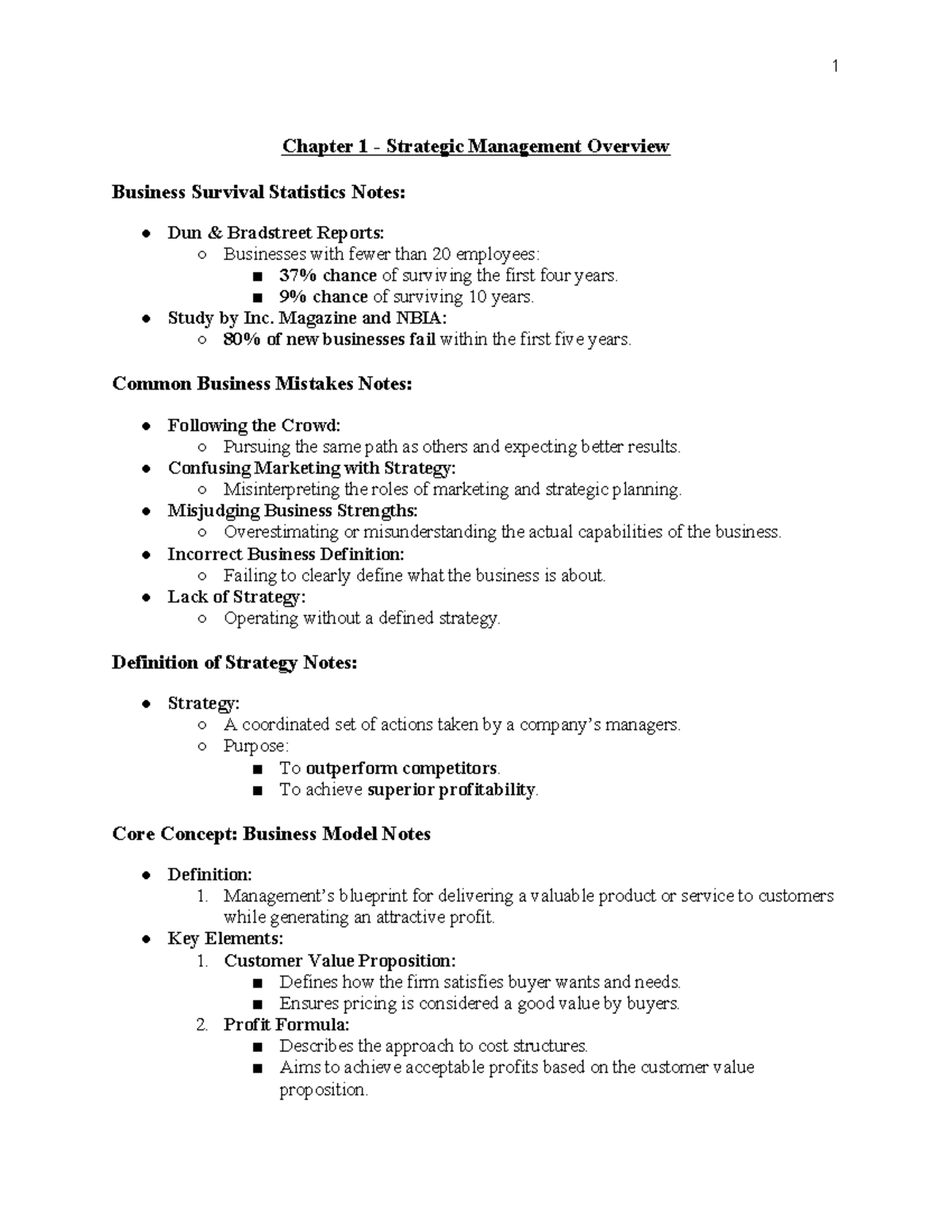 Chapter 1 - Strategic Management Overview - 1 Chapter 1 - Strategic ...