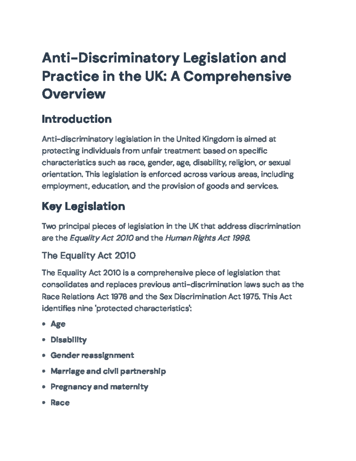Anti-Discriminatory Legislation in the UK: Overview and Key Laws - Anti ...