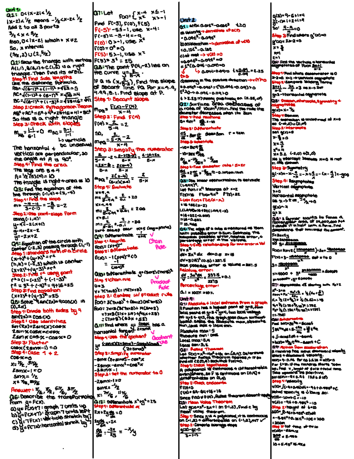 Math Midterm Cheat Sheet: Asymptotes, Theorems & Motion Analysis - Studocu