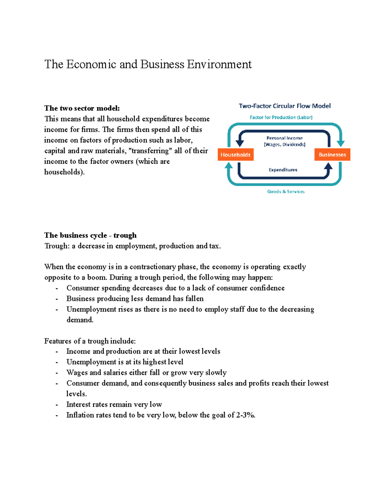 Economic and Business Environment: The Two Sector Model Analysis - Studocu