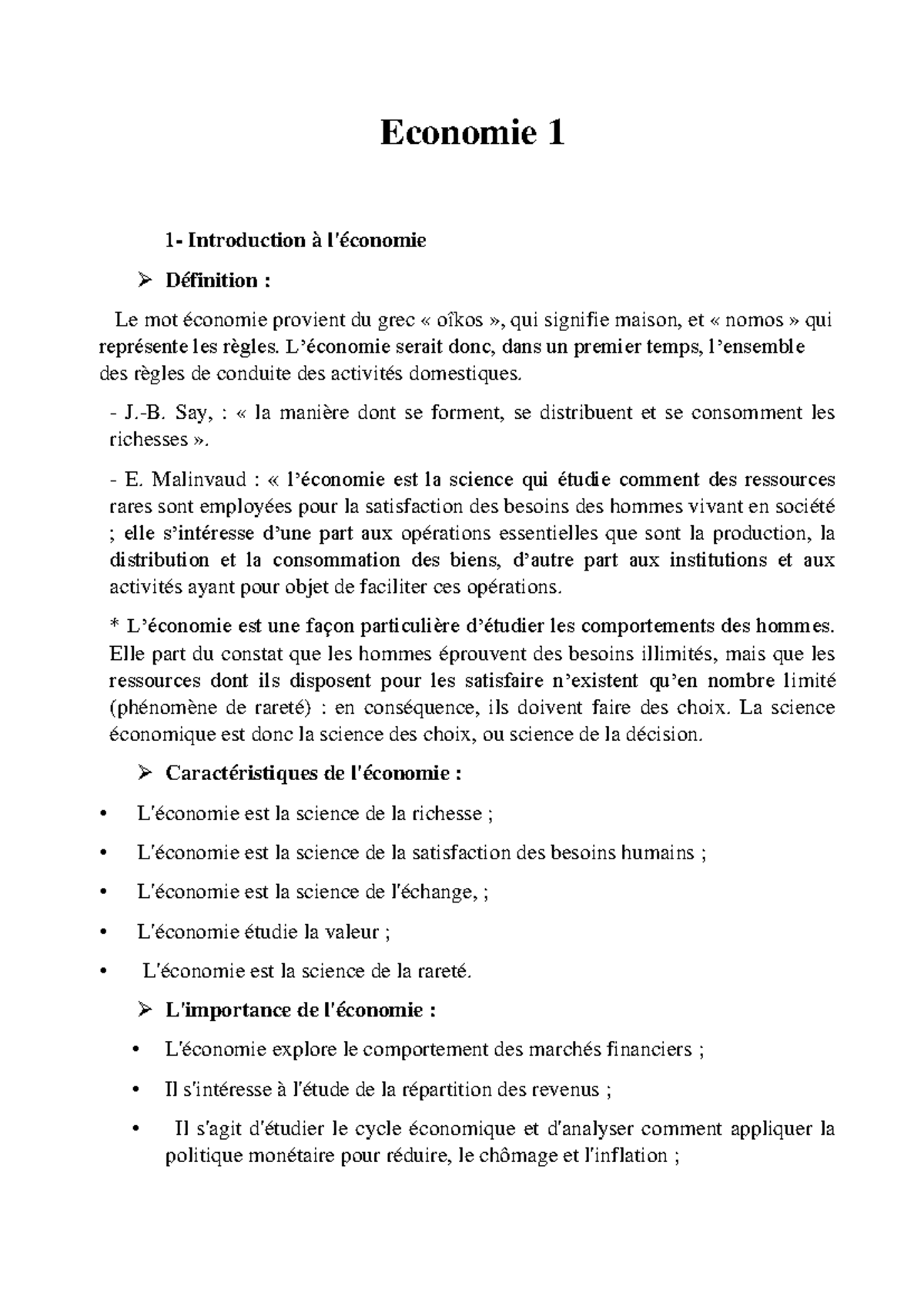 Economie partie 1 - VOILA - Economie 1 1 - Introduction à l'économie ...