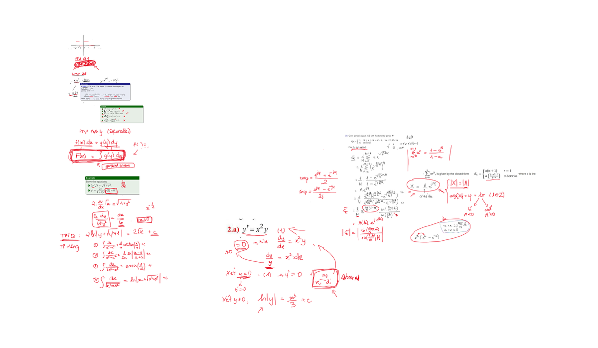PTVP Linear ODF General Solutions and Examples for Equations - Studocu