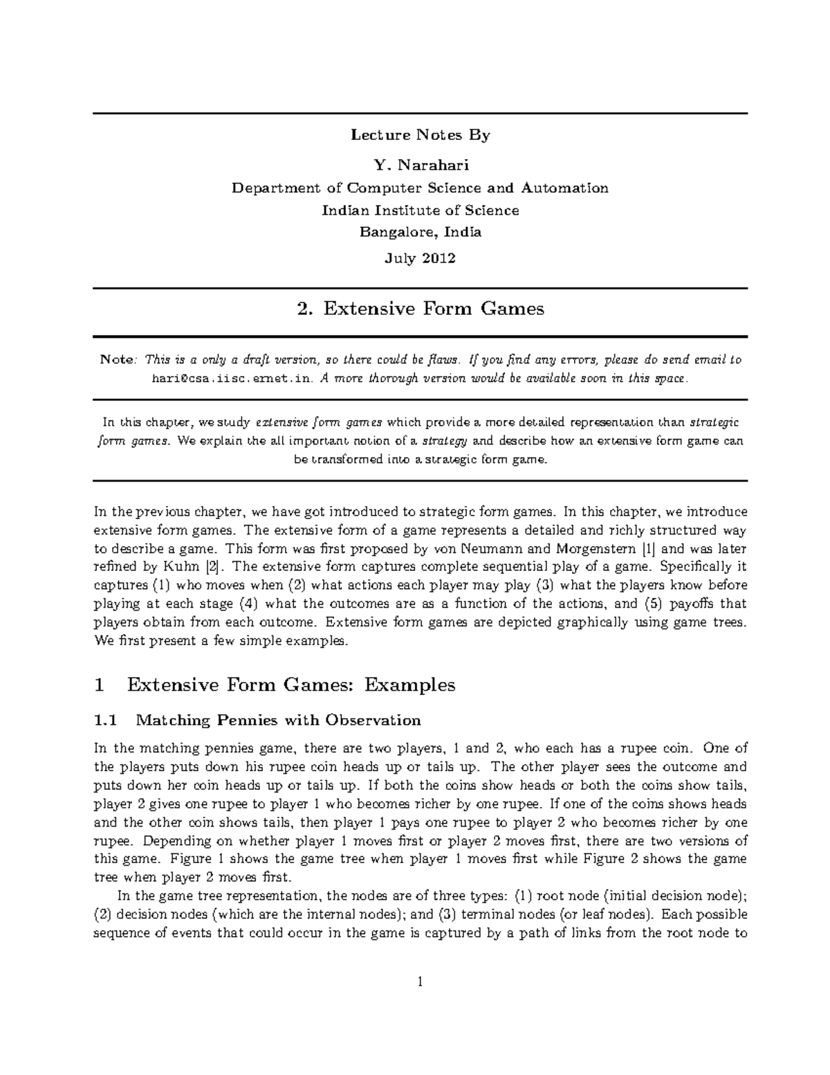 Web-ncp2-efg: Lecture Notes on Extensive Form Games and Strategies ...