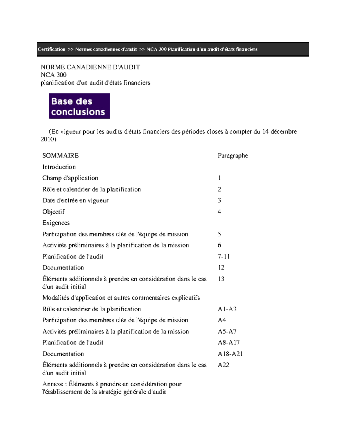 NCA 300 Planification de l'Audit des États Financiers : Guide Complet ...