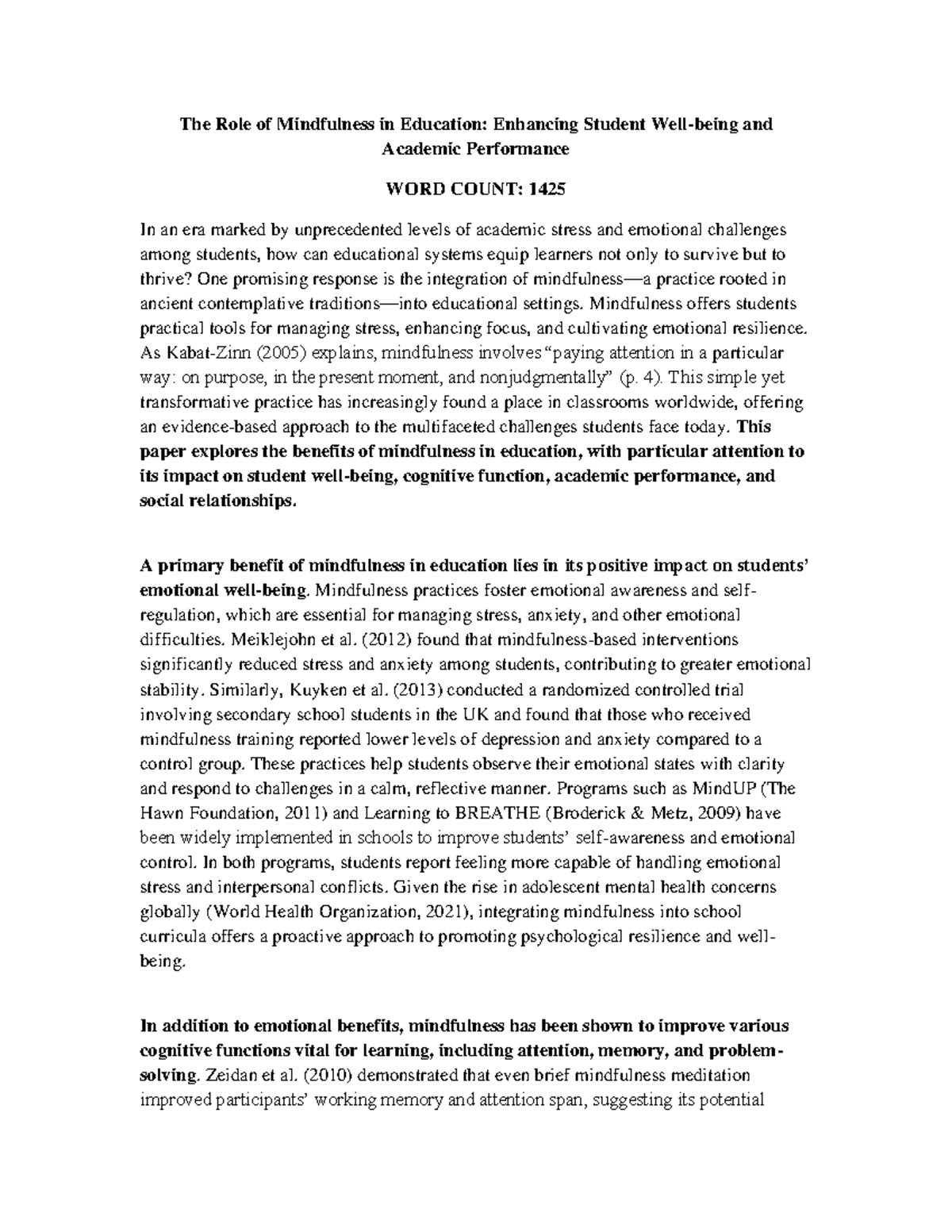 The Impact of Mindfulness on Education: Enhancing Student Performance ...