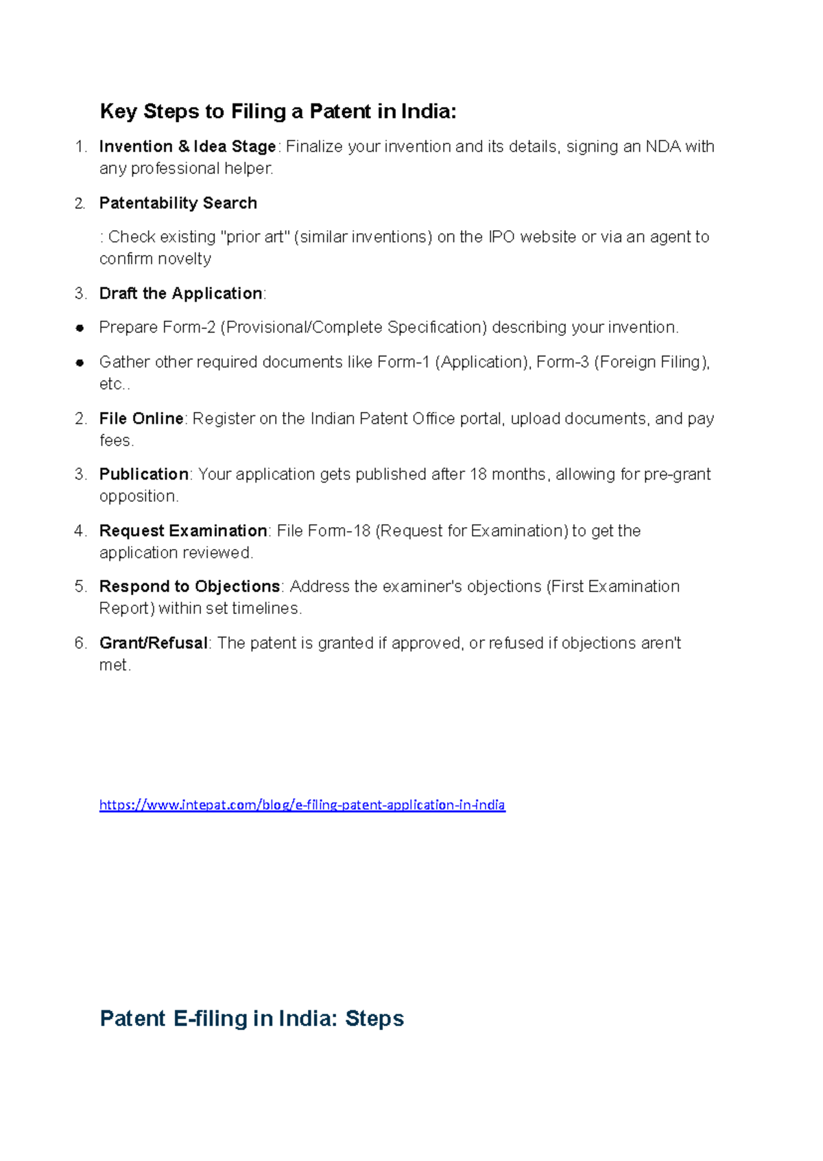 Key Steps to Filing a Patent in India: Unit 5 Notes - Studocu