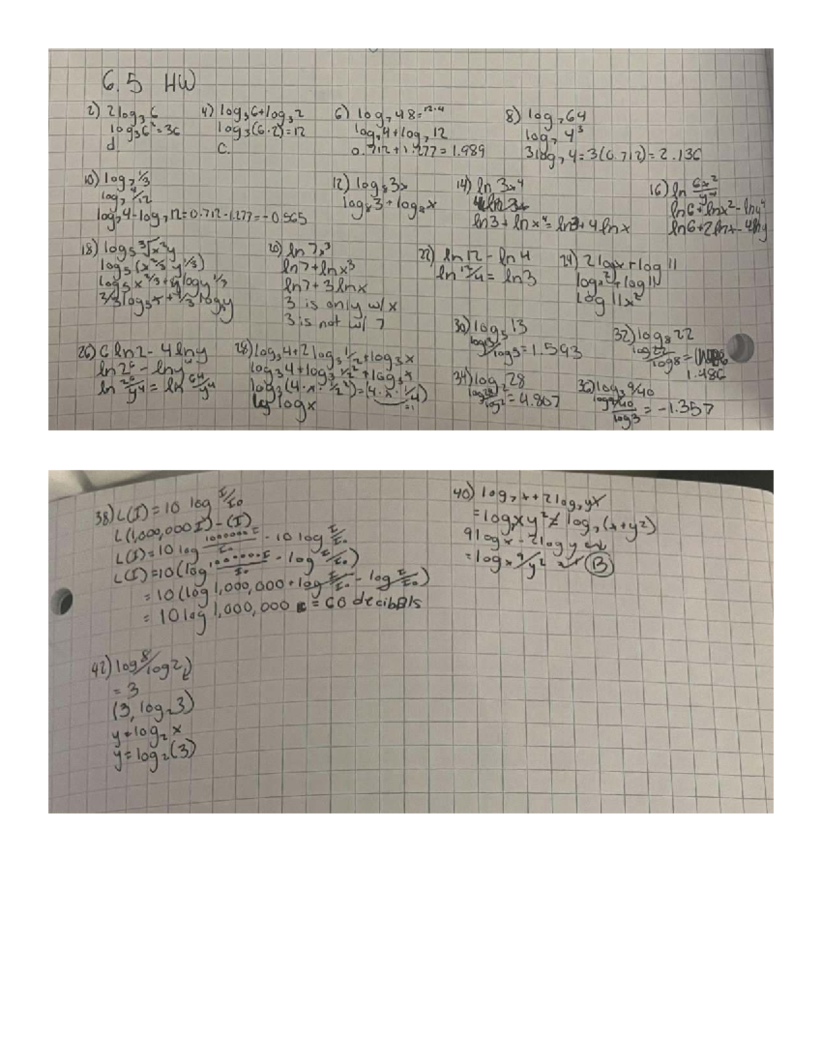 6.5 HW - Logarithmic Functions and Properties Exercises - Studocu