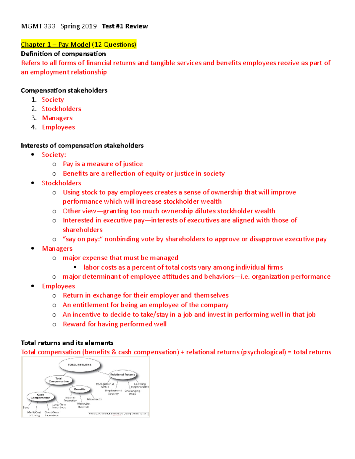 Exam 1 Study Guide - MGMT 333 Spring 2019 Test #1 Review Chapter 1 ...